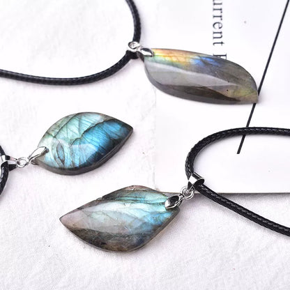 Labradorite Leaf shape Pendant Natural Raw Crystal  Jewelry