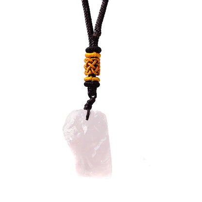 Natural unpolished Rose Quartz  Crystal Pendant Necklace Jewelry