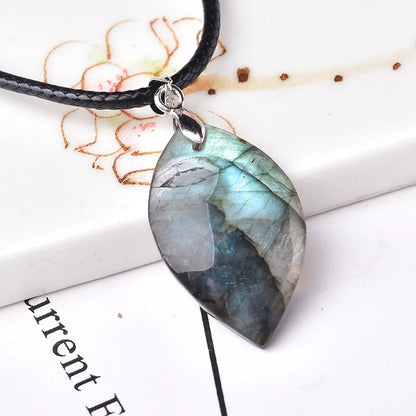 Labradorite Leaf shape Pendant Natural Raw Crystal  Jewelry