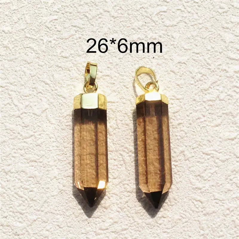 Smoky Quartz Point Pendant coated with 24K Gold  Raw Crystal Jewelry