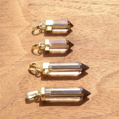 Smoky Quartz Point Pendant coated with 24K Gold  Raw Crystal Jewelry