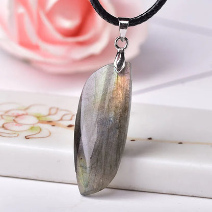 Labradorite Leaf shape Pendant Natural Raw Crystal  Jewelry