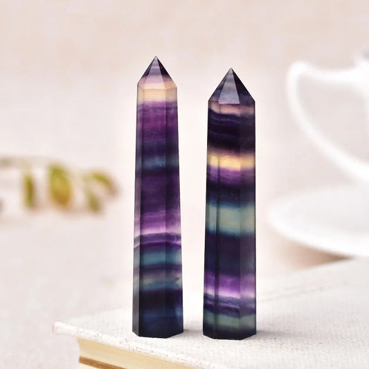 Natural Fluorite Crystal l Point Healing Wand Obelisk Home Decor