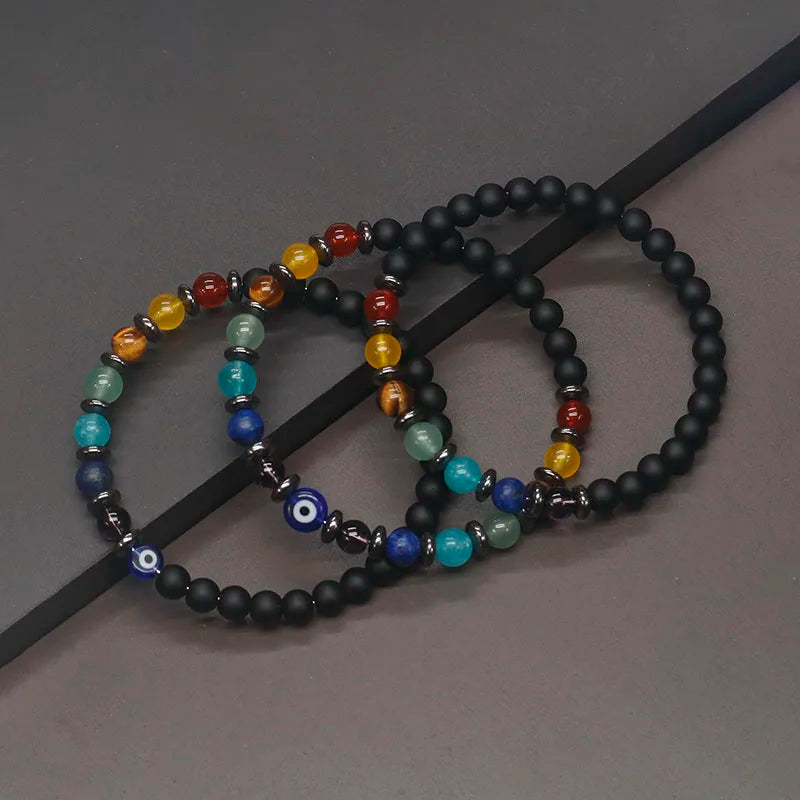 Magnetic Hematite  6mm & Yoga 7 Chakra  Bracelet to help you Lost Weight.  Spiritual Jewelry