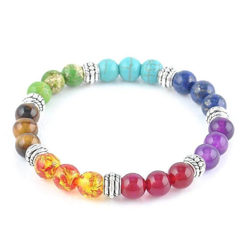 7 Chakra Gem Stone Beads Pendant Necklace Women & Chakra Bracelet Jewelry Set