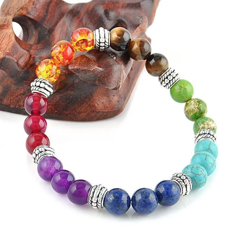 7 Chakra Gem Stone Beads Pendant Necklace Women & Chakra Bracelet Jewelry Set