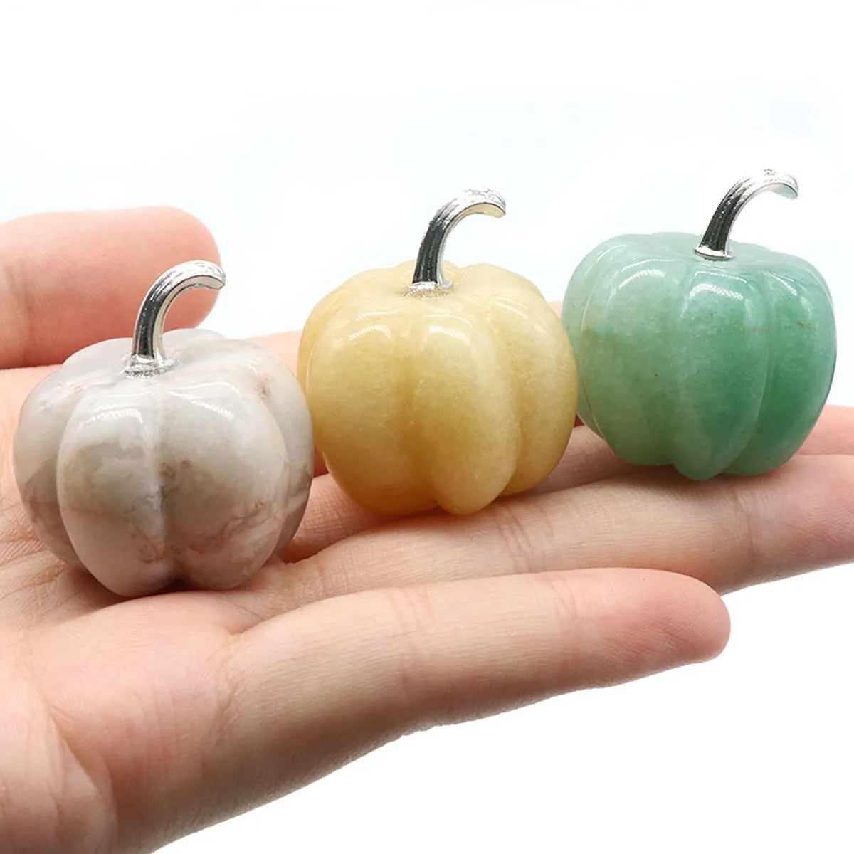 Pumpkin Figurine Miniature hand crafted from Natural Healing  Stone and Crystal Ornament Home Decor