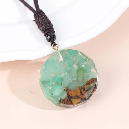 Orgonite Tiger'S Eye, Jade & Tree Pendant  Necklace Jewelry